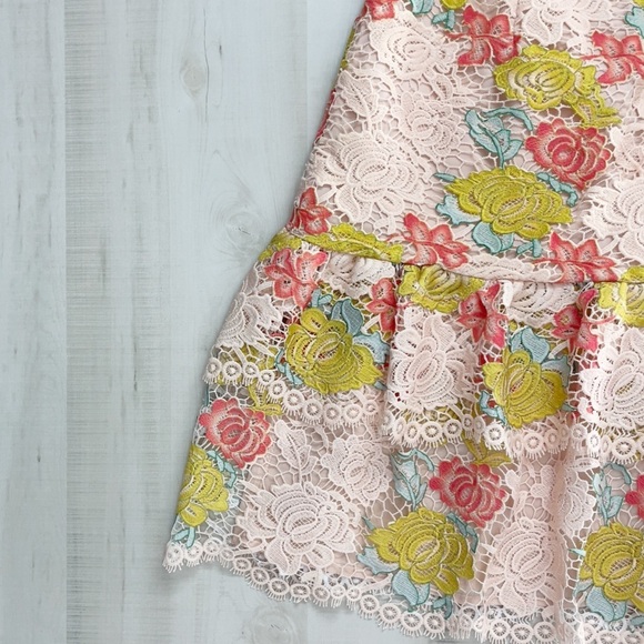 HUTCH x Anthropologie gardenia lace floral layered skirt beautiful pastel pink M - Picture 5 of 5